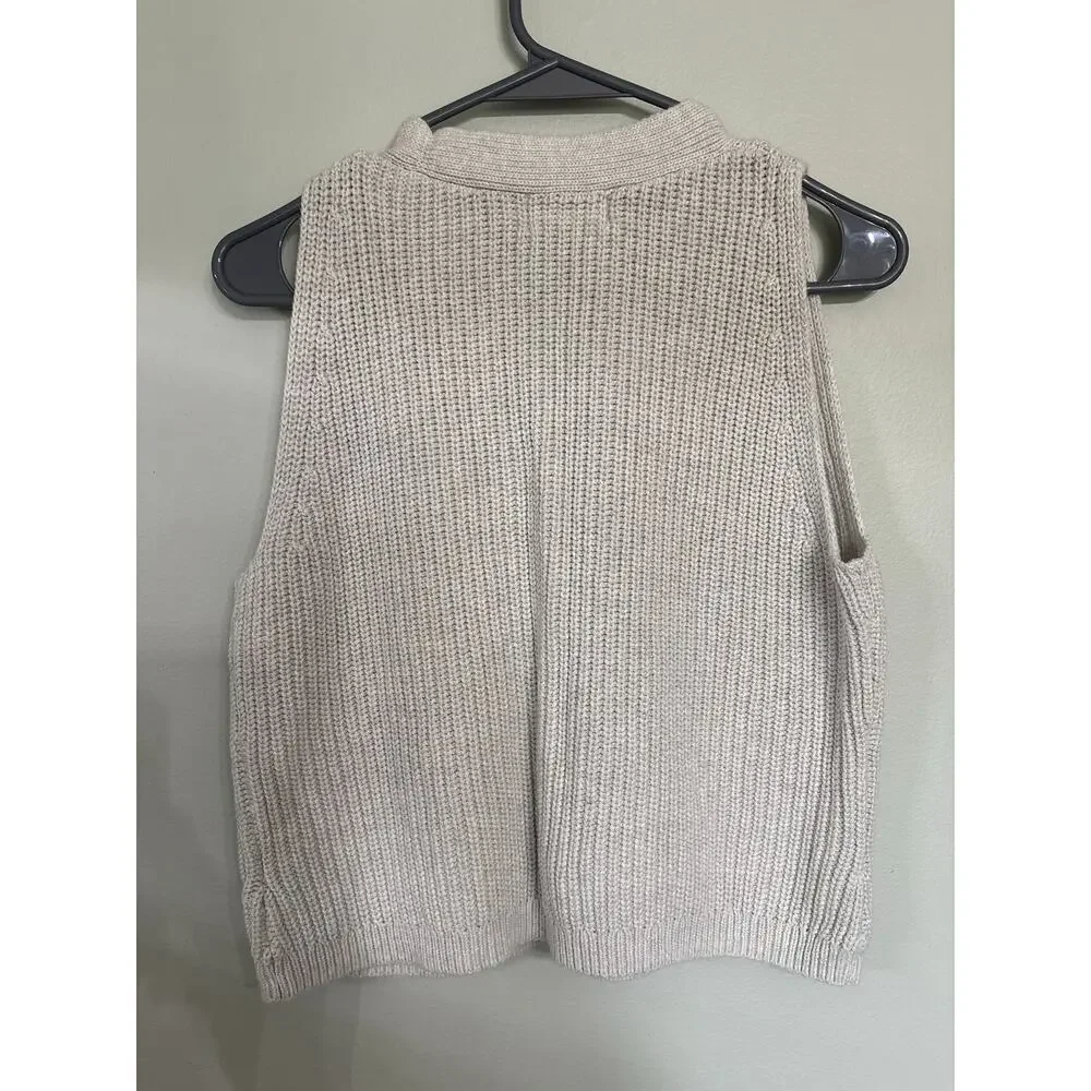Universal Thread Knit Sweater Vest Women’s XL Cream Button Front Sleeveless - Picture 2 of 3